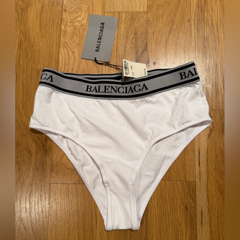 Classic Balenciaga White Cotton Logo Underwear Briefs XS